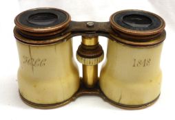 A pair of 19th Century Ivory Mounted Binoculars, marked E. Petitpierre Opticien du Roi Berlin, dated