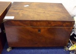 A 19th Century Mahogany Sewing Box of rectangular form, with hinged lid, interior with fitted pull-