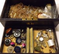A Purple Leather Jewel Box containing sundry jewellery oddments