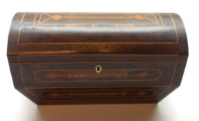 An unusual 19th Century Tea Sarcophagus formed Tea Caddy, bowed lid, the interior fitted with