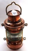 A Vintage Copper and Brass Mounted Ship’s Lamp