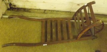 A Vintage Wooden-Wheeled Hand Cart, of slatted form, 39” long