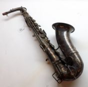 Kohler & Son, vintage white metal Alto Saxophone, housed within original case