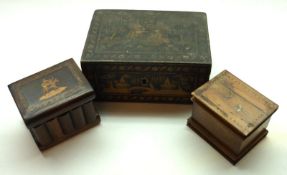A Mixed Lot comprising: a 19th Century Small Rectangular Lidded Box with Oriental painted design, 9”