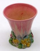 A Clarice Cliff “My Garden” Trumpet Vase, the body decorated with puce and grey Delicia type