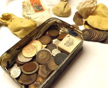 A Tin of assorted British Pre-Decimal Coinage, mainly bronze