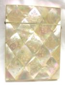 A Victorian Mother-of-Pearl Rectangular Card Case, decorated with engraved foliage detail, 4” high