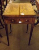 An early 19th Century Mahogany Square Work Table with double fold top, single drawer and single