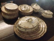 A Royal Doulton “Countess” pattern part Dinner Service, all decorated with iron red borders and