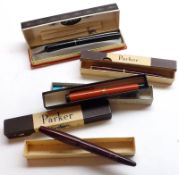 A Mixed Lot of cased Fountain Pens, to include George S Parker Duo-Fold, Swan Self-Filler and two