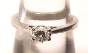 A hallmarked 18ct White Gold Brilliant Cut Solitaire Diamond Ring of approximately ¼ ct