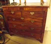 A 19th Century Mahogany Chest, fitted with two shallow frieze drawers over two short and three