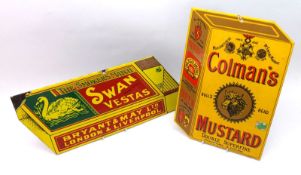 A reproduction Colman’s Mustard Enamel Advertising Sign; and a further Swan Vesta Enamel Advertising