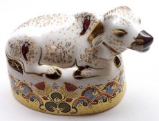 A Royal Crown Derby Paperweight “Water Buffalo”, with gold button, also signed Louise Adams and