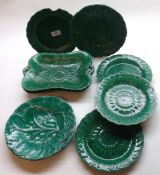 A Mixed Lot: two 19th Century Wedgwood Double-handled Leaf Formed Dishes (one A/F); together with
