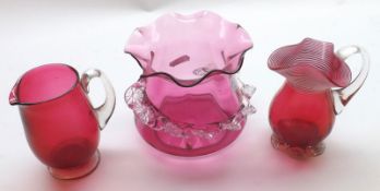A Mixed Lot of various 18th, 19th and early 20th Century Glass Wares comprising: a Cranberry Glass