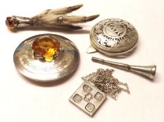 A Packet of assorted hallmarked Silver/white metal Jewellery including two Scottish Brooches; a