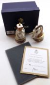 Two Royal Worcester Novelty Candle Snuffers, Lion and Unicorn, boxed with certificates