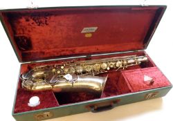 G H Huller, 1930s, White Metal Tenor Saxophone with stencilled horn detail