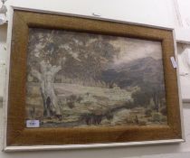 A 20th Century Pressed Foliage and Mixed Media Picture of a Mountain Landscape, 25” wide including