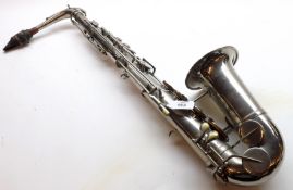 A French Alto Saxophone by Universal Savannah, Paris, Nickel Plated with Serial No 577