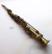 Buffet-Crampon Paris, Yellow Metal Soprano Straight Saxophone, length approximately 23”
