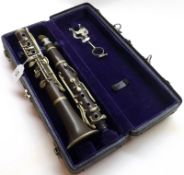 John Grey & Sons, London, Albert Simple System Brown Bakelite Two Piece Clarinet, housed within