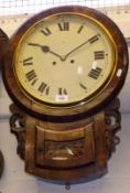 A late 19th Century Walnut Cased Drop Dial Wall Clock, HAC, the bevelled and sectioned surround to a
