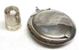 A Mixed Lot comprising: a small Travelling Powder Compact with hinged mirrored lid; and a further