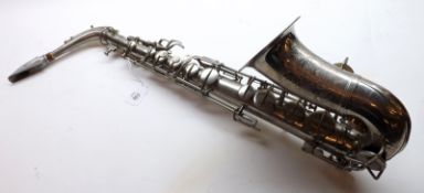 A Vintage un-named White Metal Alto Saxophone