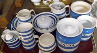 A Mixed Lot of various Cornish Kitchen Wares, comprises T G Green Lidded “Sultanas” Storage Jar, a