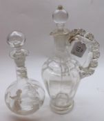A Mixed Lot of Mary Gregory Glass Wares comprising: a clear-handled Spirit Decanter; a further Onion
