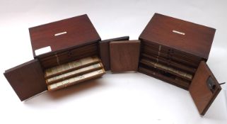 Two mid-19th Century Microscope Slide Cases, each of rectangular form with hinged front doors and