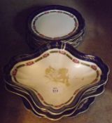 A Wedgwood Imperial Porcelain part Dessert Service Design No 9144, comprising shallow Dish, twelve