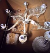 A 20th Century Six Sconce Candelabrum, hung below with drops, 18” diameter