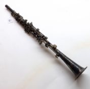 Duval USA One Piece White Metal Clarinet, (no mouthpiece) in original case, length approx 22”