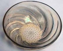 A Lalique Circular Bowl of tapering form, decorated with the “Poissons” pattern, etched mark R