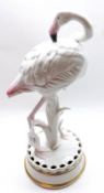 A 20th Century Rosenthal Model of a flamingo, raised on a pierced circular base, 15” high