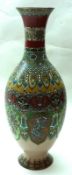 An Oriental Cloisonné Baluster Vase, brightly decorated in iron red, black, pale blue, pale green