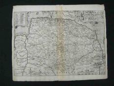 SAXTON/KIP: NORFOLCIAE …, engrd map [1637], approx 10 ½” x 15”