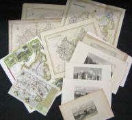 A Packet: seven assorted Leicestershire Maps + fourteen Prints