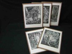 STEFAN MROZEWSKI: set of 12 f/g Prints for “The Romance of Parzival and the Holy Grail”, pub Gwasg