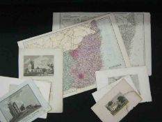 J DOWER: SUFFOLK, engrd map circa 1870, approx 12” x 18” + G W BACON: SUFFOLK, engrd col’d map circa