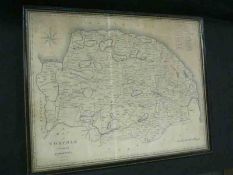 J CARY: A MAP OF NORFOLK FROM THE BEST AUTHORITIES, engrd map circa 1805, approx 20 ½” x 16”, f/g