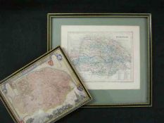 T MOULE: NORFOLK, engrd hand col’d map circa 1850, approx 8” x 10”, f/g + J ARCHER: NORFOLK, engrd