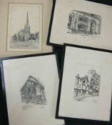 One Small Box: Three Stead sigd etched Norwich Prints, f/g + four W Large Norwich Prints + two other