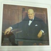 Arthur Pan (1894-1983), Portrait Print of Winston Churchill (1874-1965), approx 9 ¼” x 11”, f/g, the