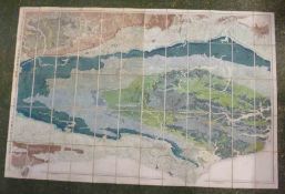 Ordnance Survey Geological survey of England and Wales, Sheets VI and VIII, pub 1864, fdg bkd onto