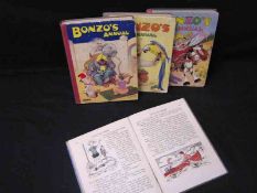 BONZO’S ANNUAL, [1947, 1949, 1950, 1951], 4 Vols each with col’d frontis, 4to, orig cl bkd pict bds,