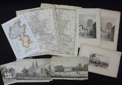 A Packet: three assorted Oxfordshire Maps + eleven Prints